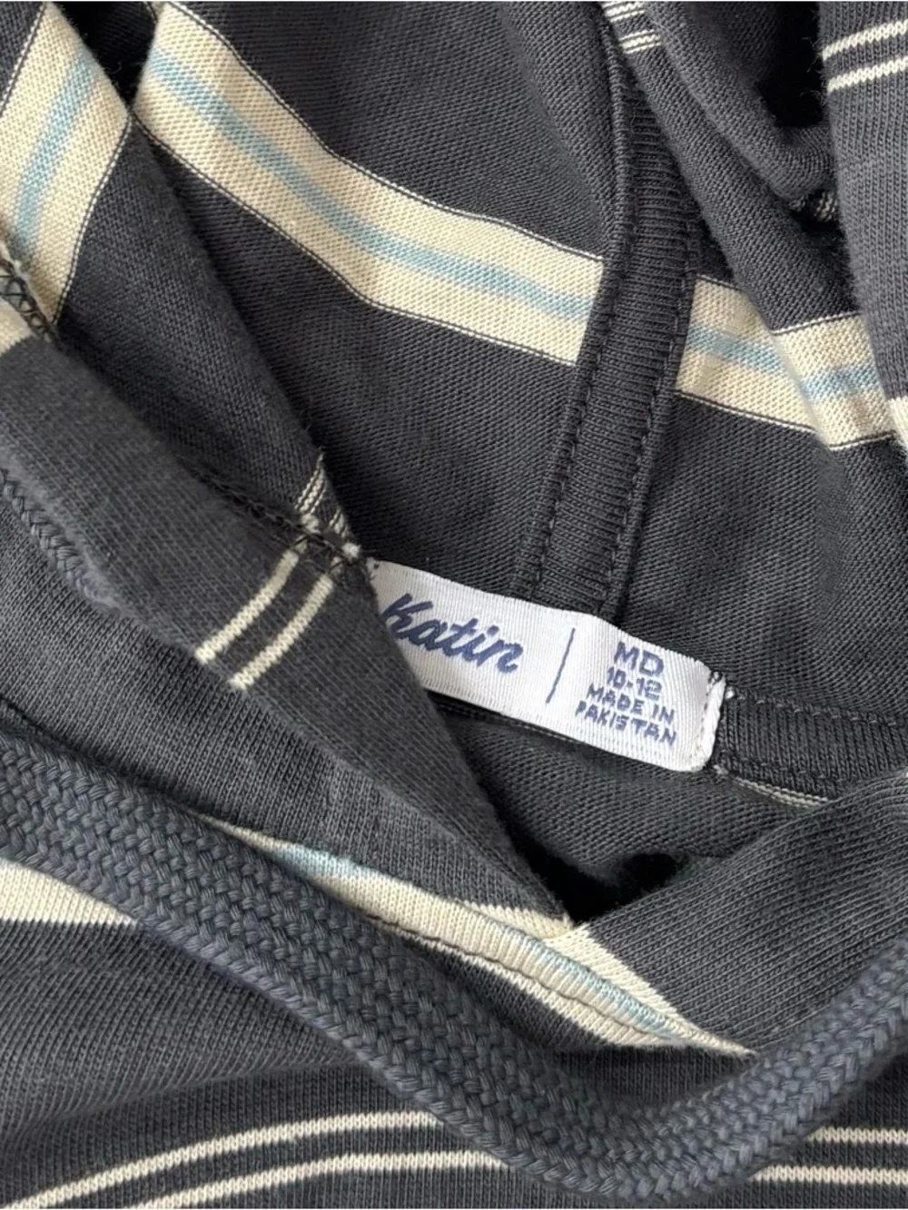 Katin Boy’s Sweatshirt Travis Hide Size 10-12 Medium New Stripe Cotton Black